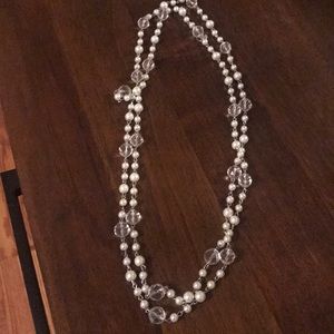 Pearl and Crystal Double Wrap Necklace